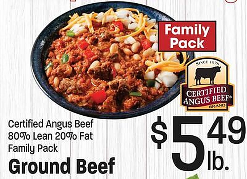 Certified Angus Beef 80% Lean 20% Fat Family Pack Ground Beef - Lees Marketplace weekly ad deal