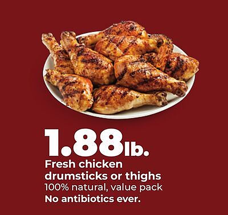 Fresh chicken drumsticks or thighs - Hy Vee weekly ad deal
