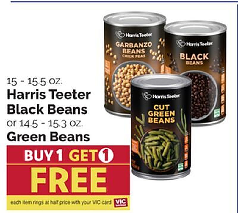 Harris Teeter Black Beans or 14.5 - 15.3 oz. Green Beans
