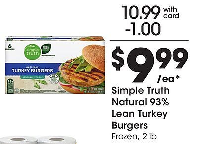 Simple Truth Natural 93% Lean Turkey Burgers - Kroger weekly ad deal