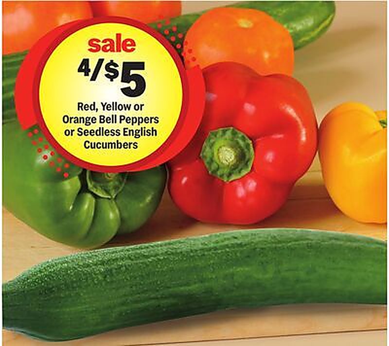 Red, Yellow or Orange Bell Peppers or Seedless English Cucumbers - Meijer weekly ad deal