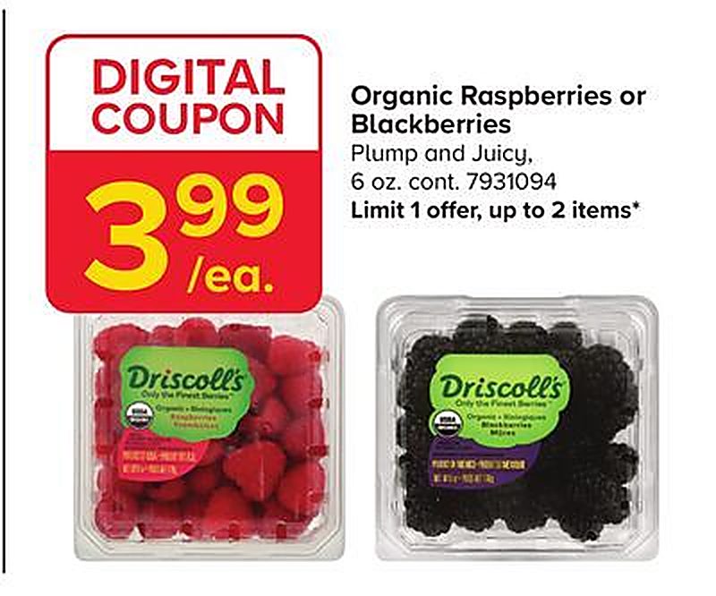 Organic Raspberries or Blackberries - Martin's Foods weekly ad deal