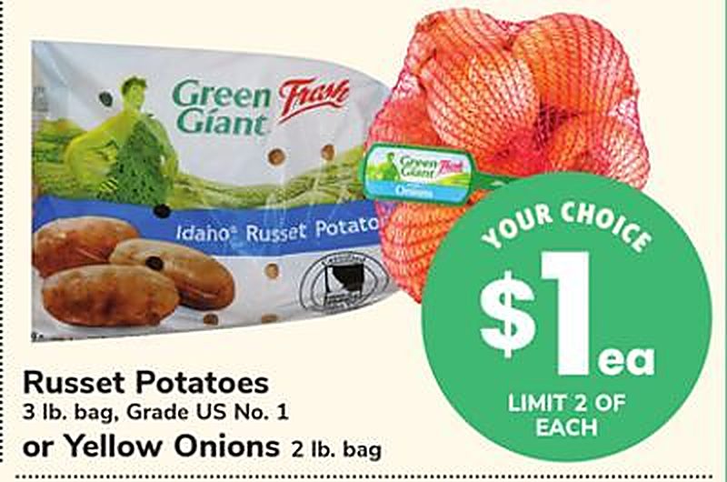 Russet Potatoes 3 lb. bag, Grade US No. 1 or Yellow Onions 2 lb. bag - Safeway weekly ad deal