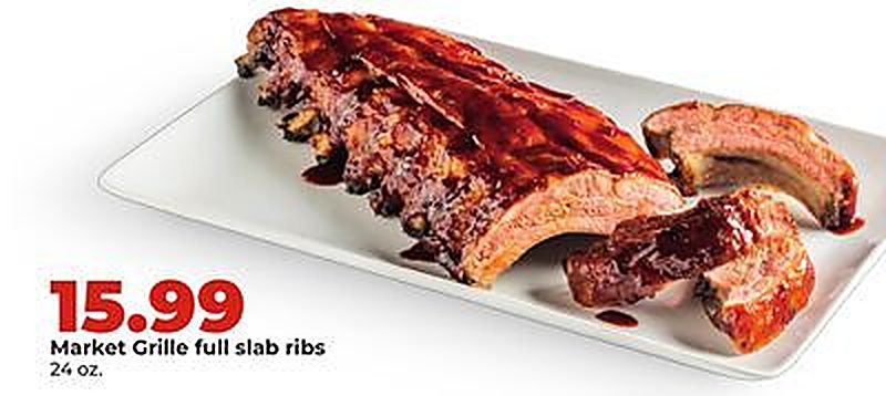 Market Grille full slab ribs - Hy Vee weekly ad deal