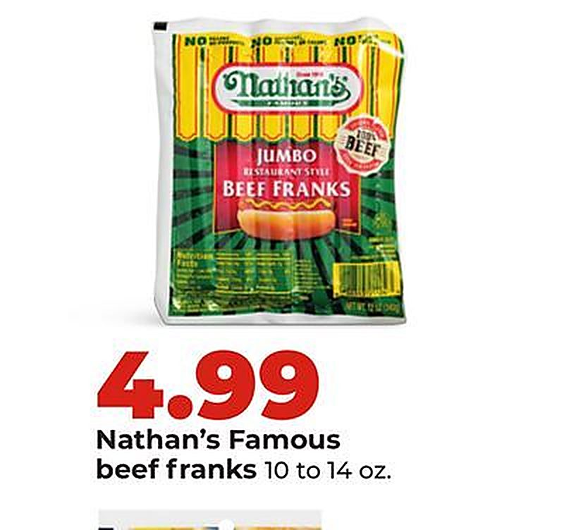 Nathan's Famous beef franks - Hy Vee weekly ad deal