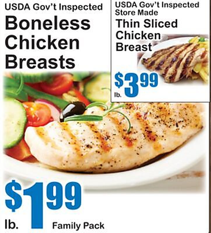 USDA Gov't Inspected Boneless Chicken Breasts - Superfresh weekly ad deal