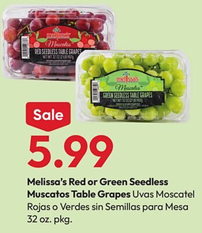 Melissa's Red or Green Seedless Muscatos Table Grapes - Stater Bros weekly ad deal