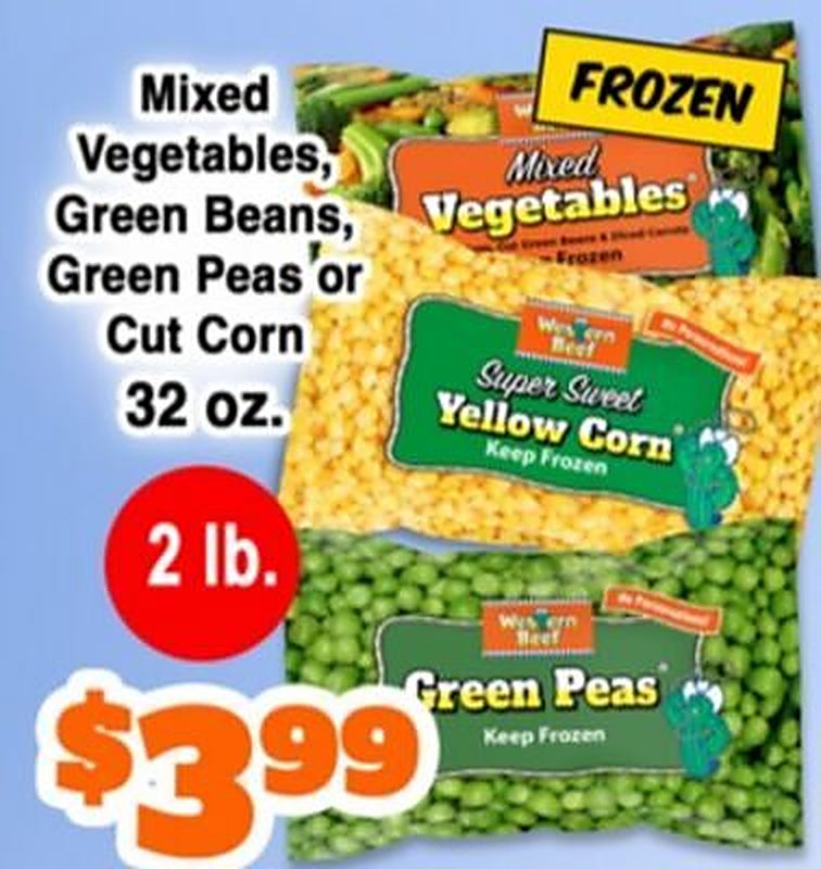 Mixed Vegetables, Green Beans, Green Peas or Cut Corn - Western Beef weekly ad deal