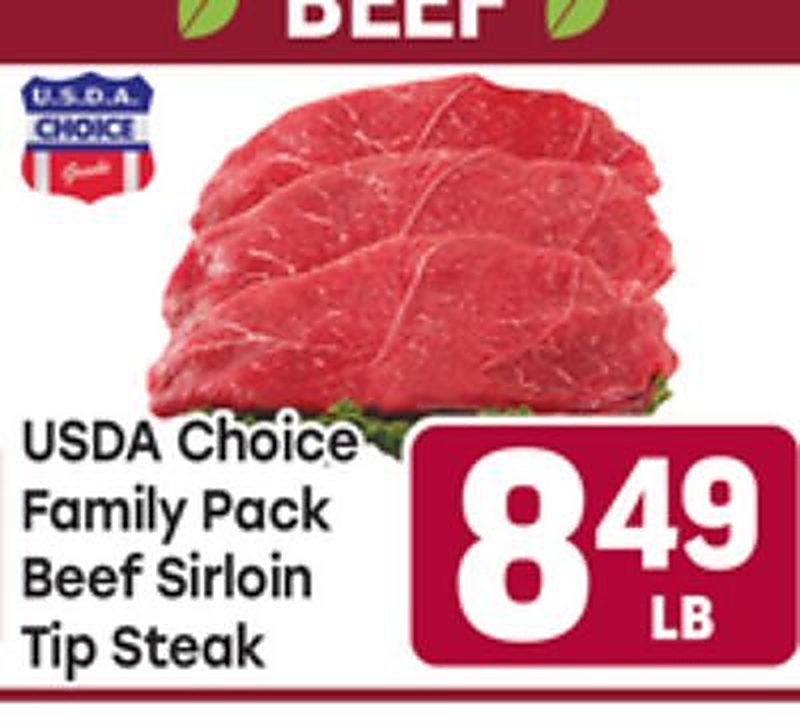 USDA Choice Family Pack Beef Sirloin Tip Steak - Tony's Fresh Market weekly ad deal