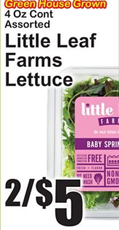 Green House Grown 4 Oz Cont Assorted Little Leaf Farms Lettuce - Superfresh weekly ad deal
