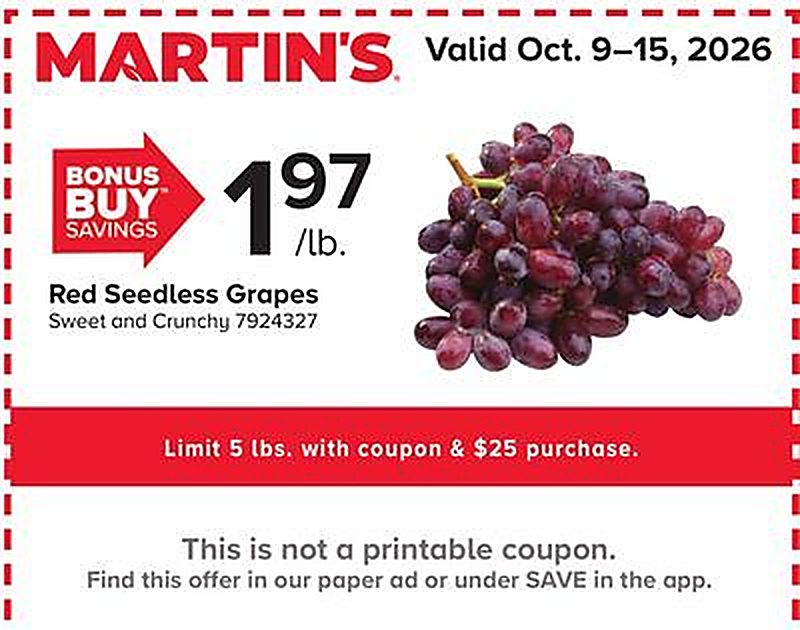 Red Seedless Grapes - Martin's Foods weekly ad deal