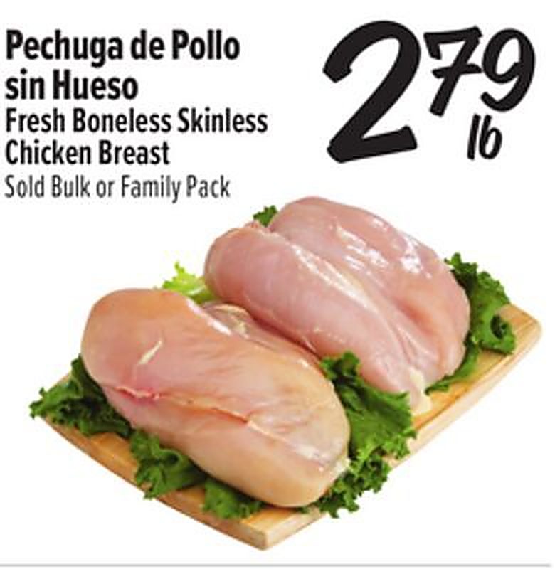 Pechuga de Pollo sin Hueso Fresh Boneless Skinless Chicken Breast - El Super weekly ad deal