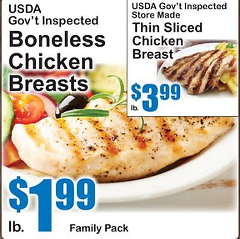 USDA Gov't Inspected Boneless Chicken Breasts - Superfresh weekly ad deal
