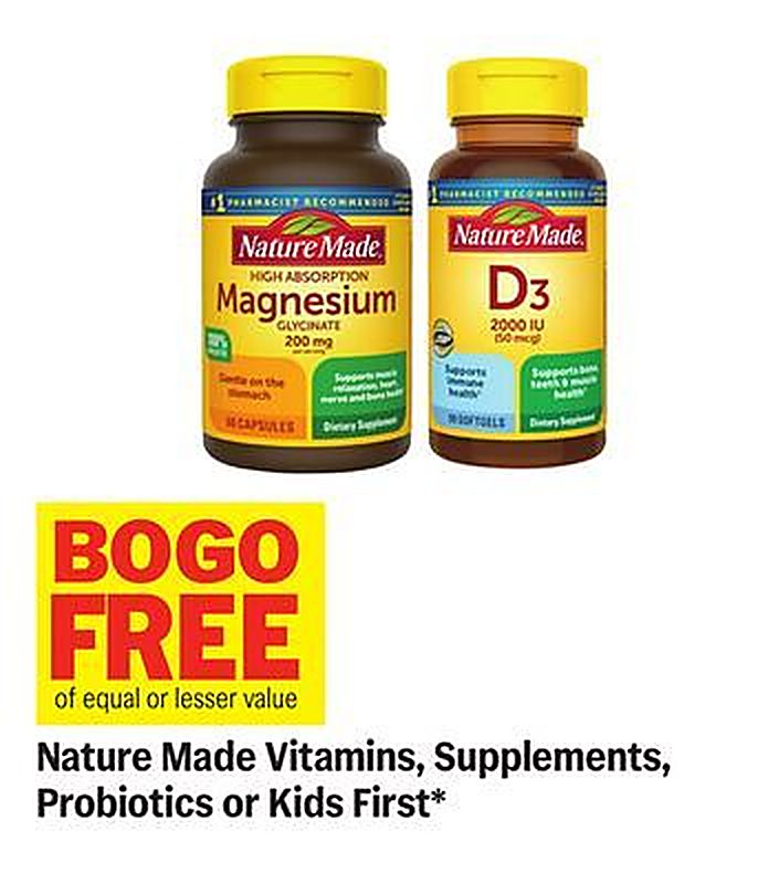 Nature Made Vitamins, Supplements, Probiotics or Kids First