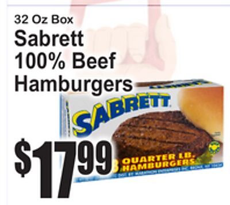 Sabrett 100% Beef Hamburgers - Superfresh weekly ad deal