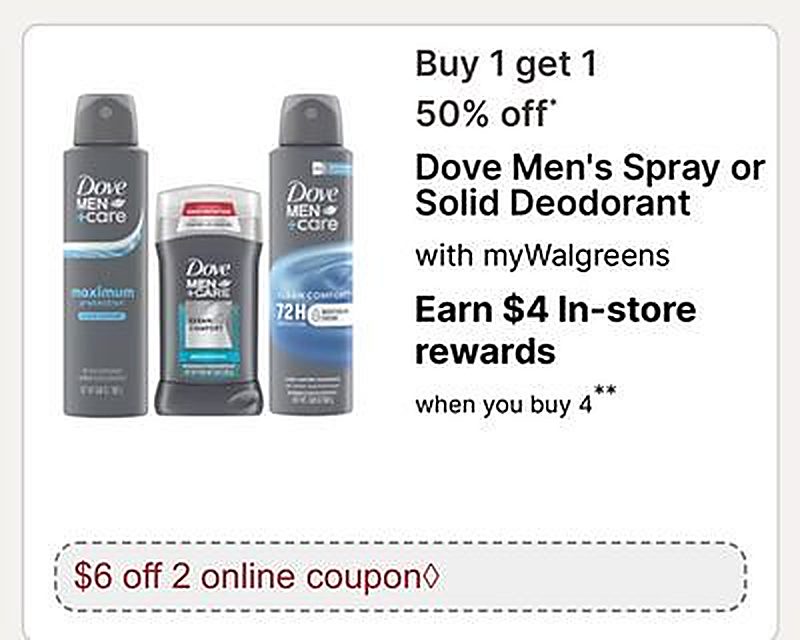 Dove Men's Spray or Solid Deodorant