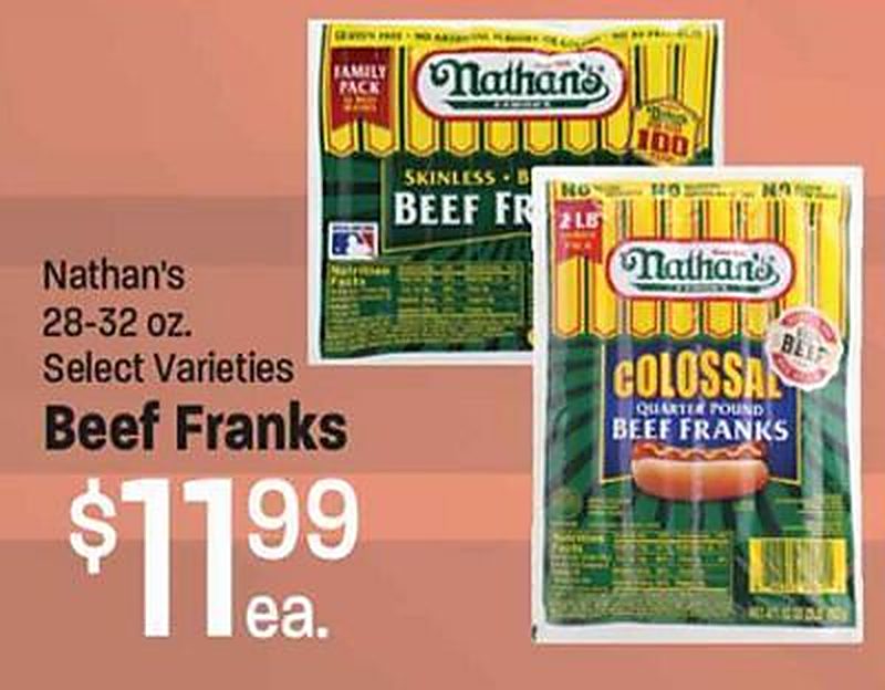 Nathan's 28-32 oz. Select Varieties Beef Franks - Lees Marketplace weekly ad deal