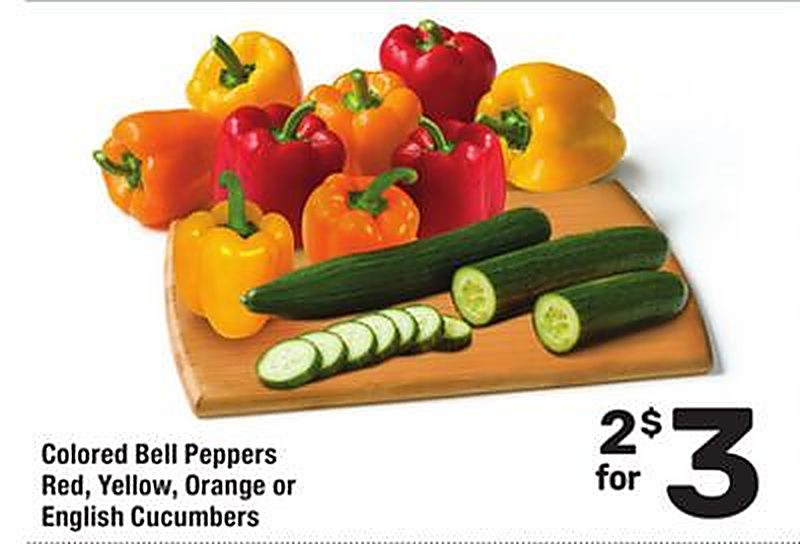 Colored Bell Peppers Red, Yellow, Orange or English Cucumbers - Randalls weekly ad deal