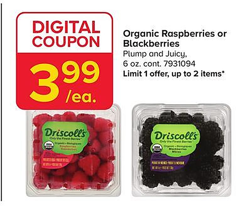 Organic Raspberries or Blackberries - Giant Food Stores weekly ad deal