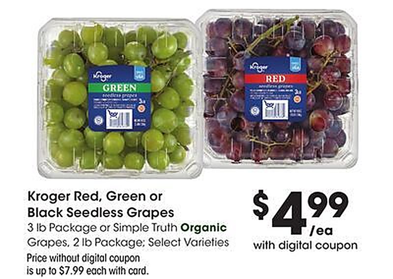 Kroger Red, Green or Black Seedless Grapes - Dillons weekly ad deal