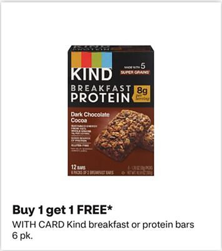 Kind breakfast or protein bars 6 pk.