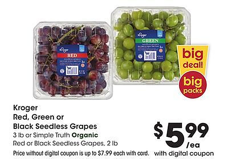 Kroger Red, Green or Black Seedless Grapes - Fred Meyer weekly ad deal