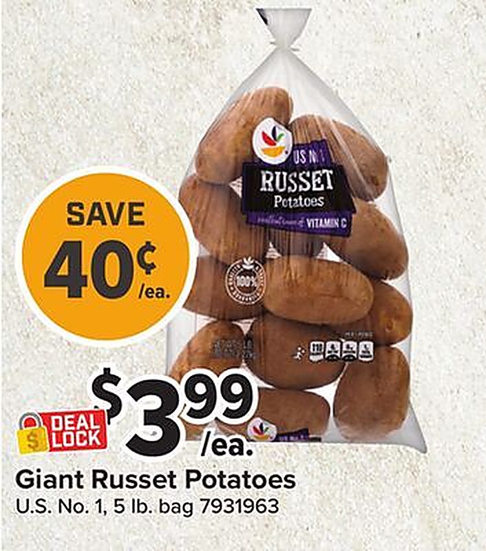 Giant Russet Potatoes - Giant Food weekly ad deal