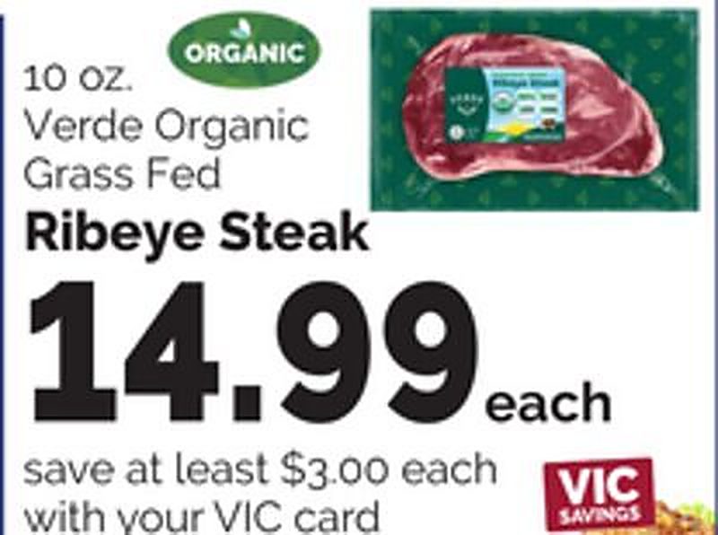 Verde Organic Grass Fed Ribeye Steak - Harris Teeter weekly ad deal