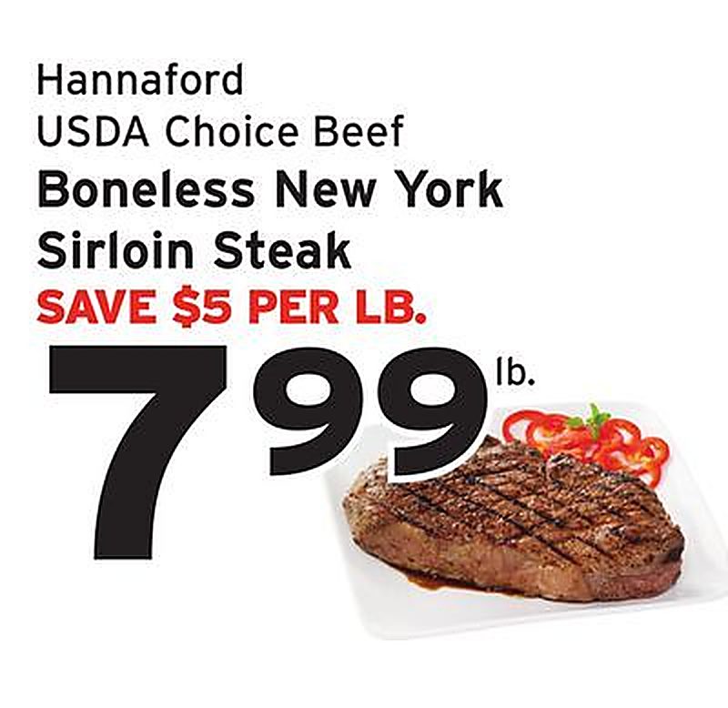 Boneless New York Sirloin Steak - Hannaford weekly ad deal