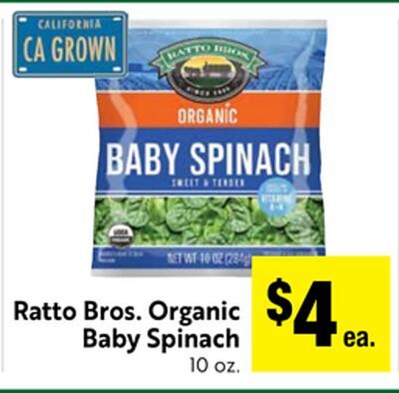 Ratto Bros. Organic Baby Spinach - Save Mart weekly ad deal
