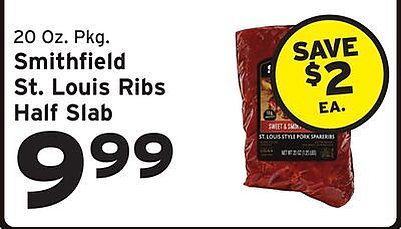 Smithfield St. Louis Ribs Half Slab - Hannaford weekly ad deal