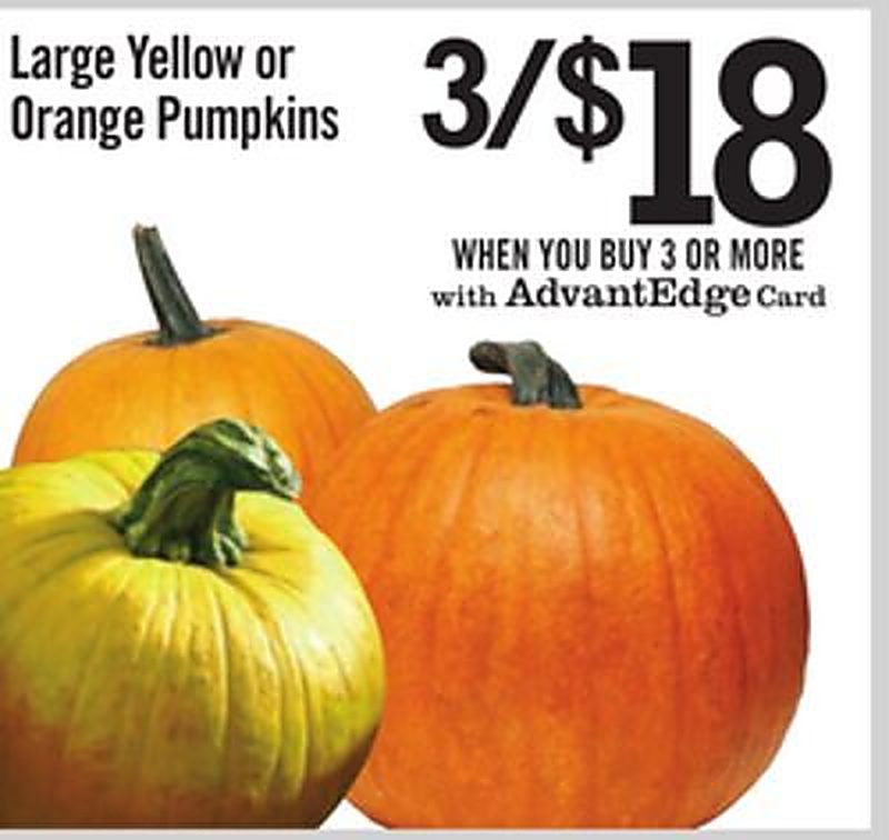 Large Yellow or Orange Pumpkins - Price Chopper weekly ad deal