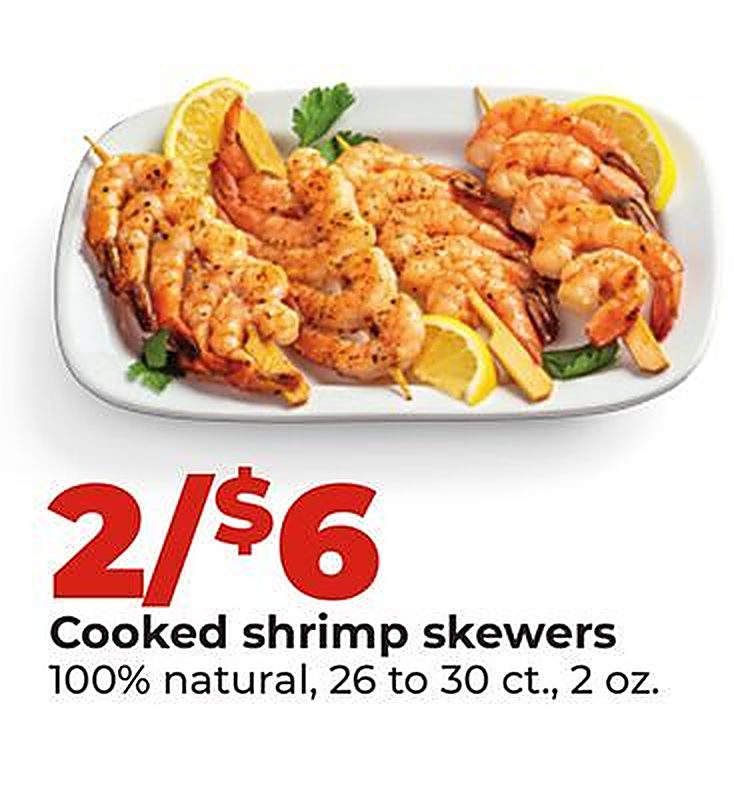 Cooked shrimp skewers - Hy Vee weekly ad deal