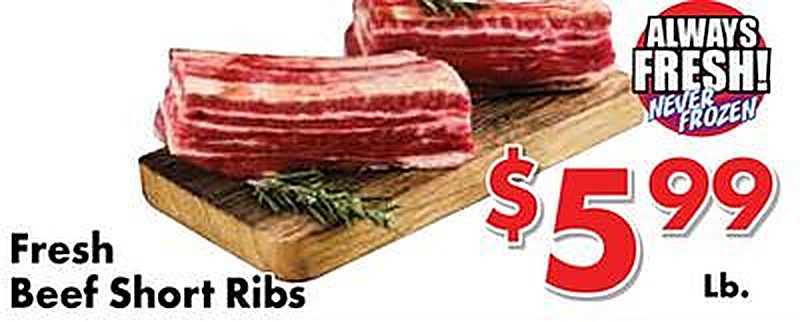 Fresh Beef Short Ribs - Valley Marketplace weekly ad deal