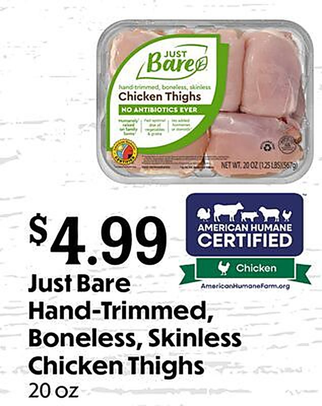 Just Bare Hand-Trimmed, Boneless, Skinless Chicken Thighs - Reasor's weekly ad deal