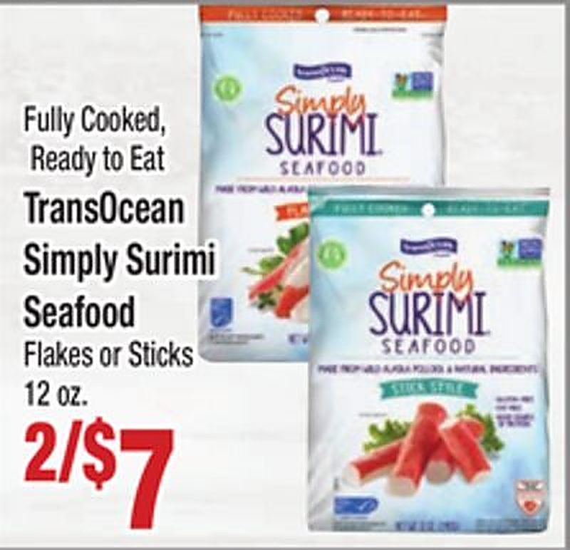 TransOcean Simply Surimi Seafood Flakes or Sticks - Food Pride Market weekly ad deal