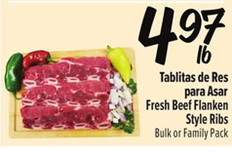 Tablitas de Res para Asar / Fresh Beef Flanken Style Ribs - Fiesta Mart weekly ad deal