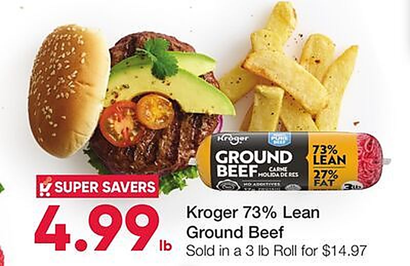 Kroger 73% Lean Ground Beef - Ruler Foods weekly ad deal