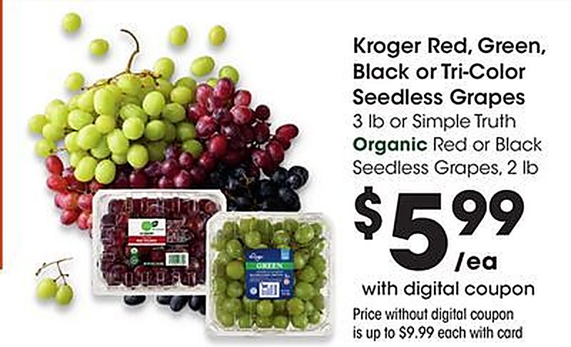 Kroger Red, Green, Black or Tri-Color Seedless Grapes - QFC weekly ad deal