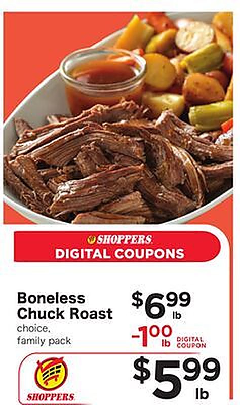 Boneless Chuck Roast - Shoppers Food weekly ad deal