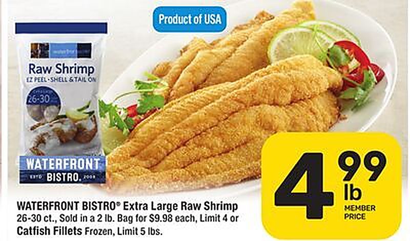 WATERFRONT BISTRO® Extra Large Raw Shrimp 26-30 ct., or Catfish Fillets - Tom Thumb weekly ad deal