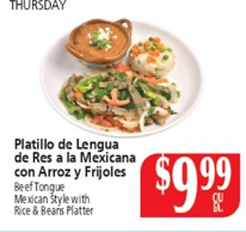 Beef Tongue Mexican Style with Rice & Beans Platter - El Ahorro Supermarket weekly ad deal