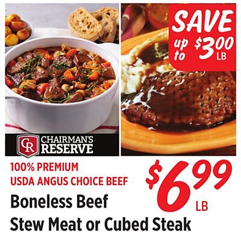 Boneless Beef Stew Meat or Cubed Steak - Rouses Markets weekly ad deal