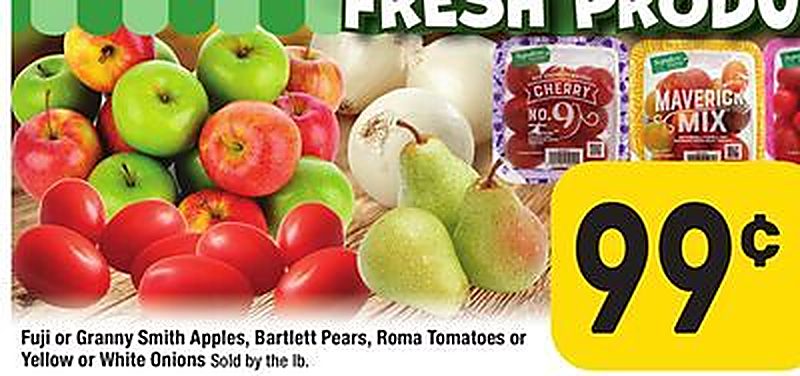 Fuji or Granny Smith Apples, Bartlett Pears, Roma Tomatoes or Yellow or White Onions - Randalls weekly ad deal