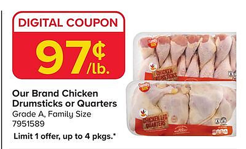 Our Brand Chicken Drumsticks or Quarters - Giant Food Stores weekly ad deal