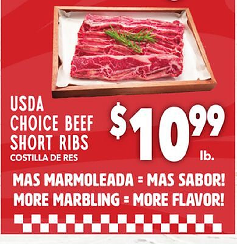 USDA CHOICE BEEF SHORT RIBS / COSTILLA DE RES - Vallarta Supermarkets weekly ad deal