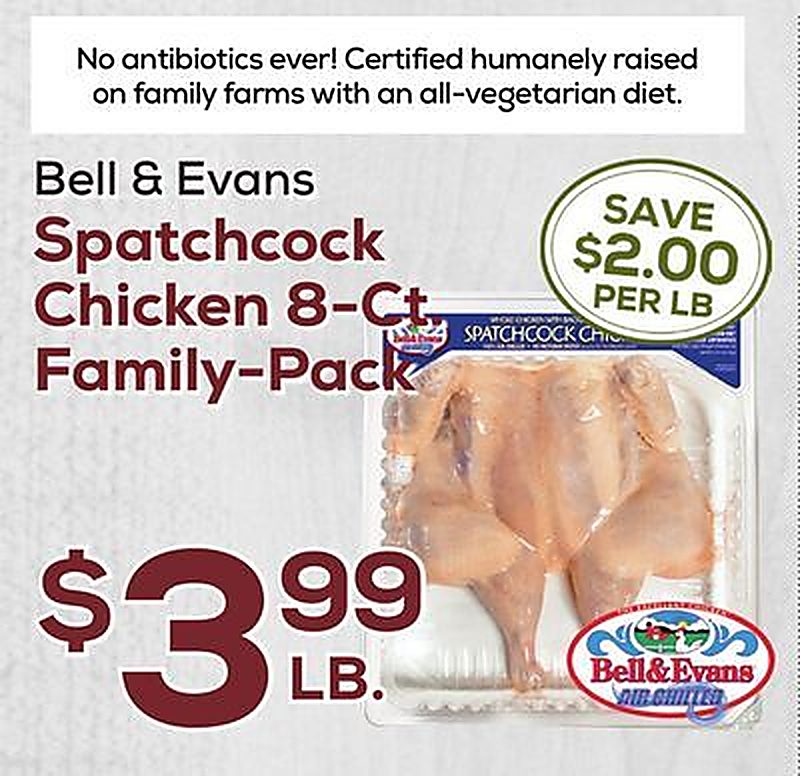 Bell & Evans Spatchcock Chicken 8-Ct Family-Pack - DeCicco & Sons weekly ad deal