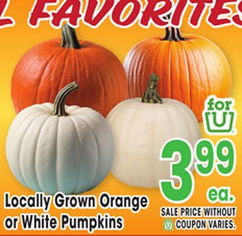 Locally Grown Orange or White Pumpkins - Jewel Osco weekly ad deal