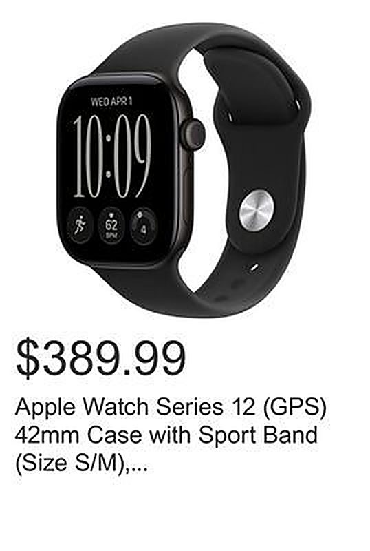 Apple Watch Series 12 (GPS) 42mm Case with Sport Band (Size S/M), Hypertension Notifications, Sleep Score, Advanced Workout Metrics. - Costco weekly ad deal