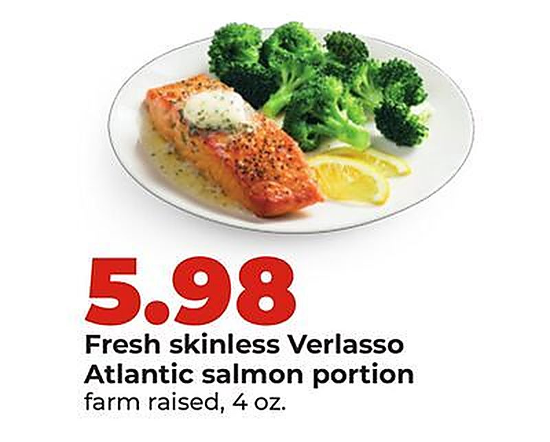 Fresh skinless Verlasso Atlantic salmon portion - Hy Vee weekly ad deal